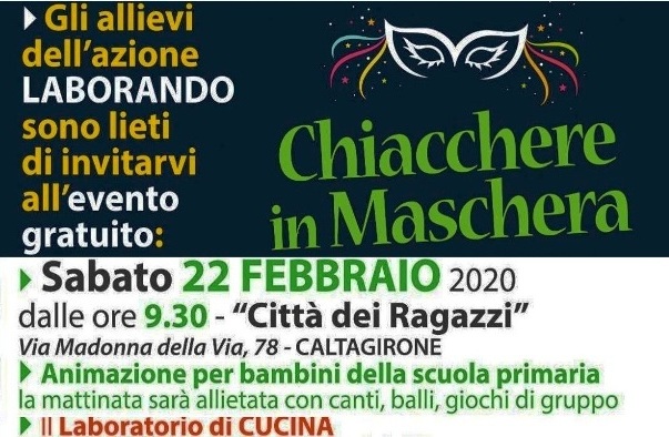 “Chiacchiere in maschera”: sabato 22 febbraio, alla Città dei Ragazzi, una festa per i bambini 